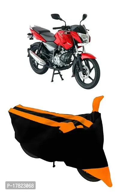 GUBBINS Semi Waterproof Motorcycle Cover Compatible with Bajaj Pulsar 135 LS DTS-i All Weather Dustproof Cover (Orange)-thumb0