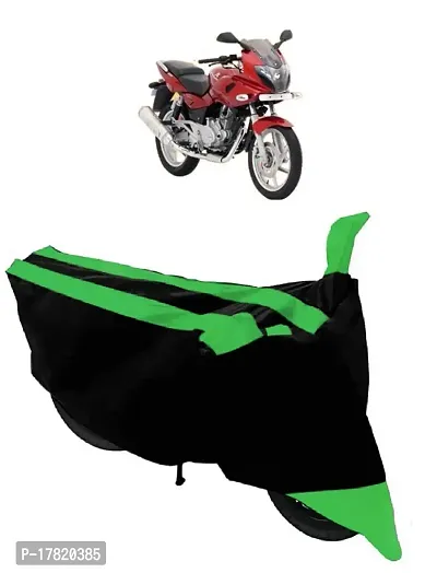 GUBBINS Semi Waterproof Motorcycle Cover Compatible with Bajaj Pulsar 220 DTS-i All Weather Dustproof Cover (Green)