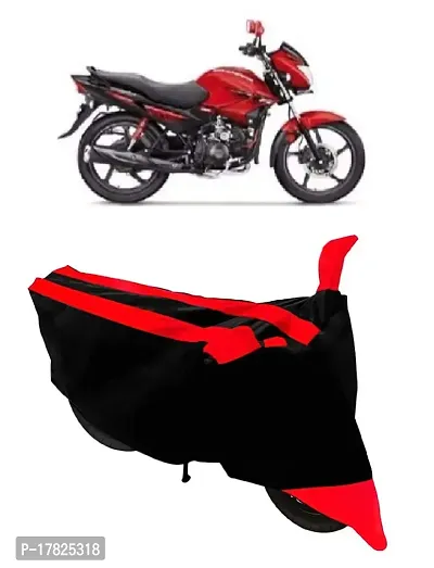 GUBBINS Semi Waterproof Motorcycle Cover Compatible with Hero Glamour FI All Weather Dustproof Cover (Red)