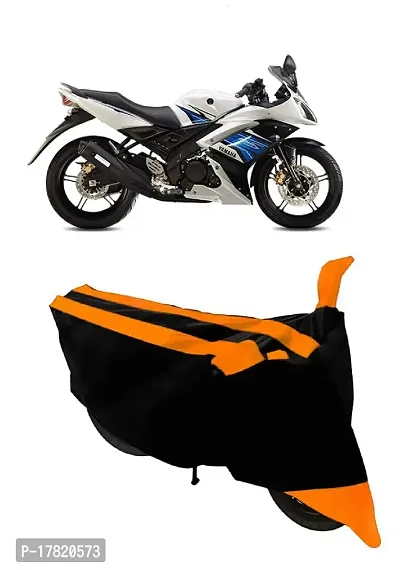 GUBBINS Semi Waterproof Motorcycle Cover Compatible with Yamaha R15 s All Weather Dustproof Cover (Orange)