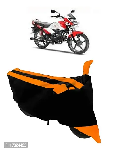 GUBBINS Semi Waterproof Motorcycle Cover Compatible with Hero Splendor I Smart All Weather Dustproof Cover (Orange)