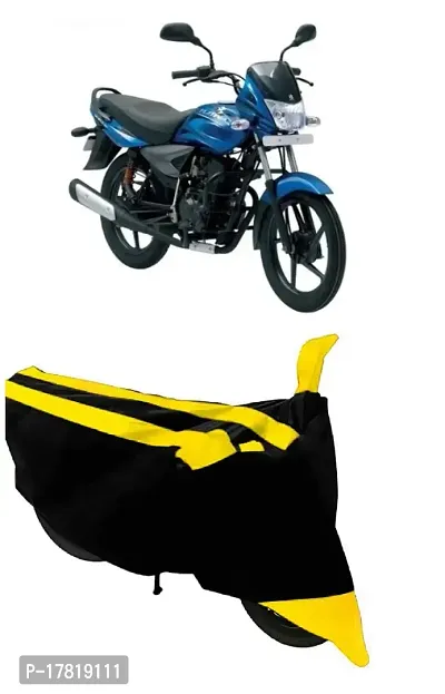 GUBBINS Semi Waterproof Motorcycle Cover Compatible with Bajaj Platina 100 DTS-i All Weather Dustproof Cover (Yellow)-thumb0