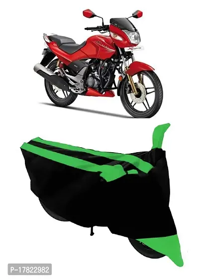 GUBBINS Semi Waterproof Motorcycle Cover Compatible with Hero CBZ Extreme All Weather Dustproof Cover (Green)-thumb0