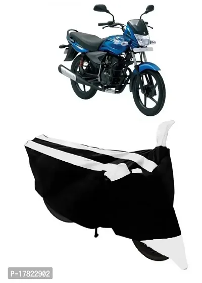 GUBBINS Semi Waterproof Motorcycle Cover Compatible with Bajaj Platina 100 DTS-i All Weather Dustproof Cover (White)