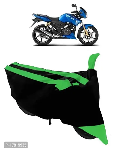 GUBBINS Semi Waterproof Motorcycle Cover Compatible with TVS Apache All Weather Dustproof Cover (Green)