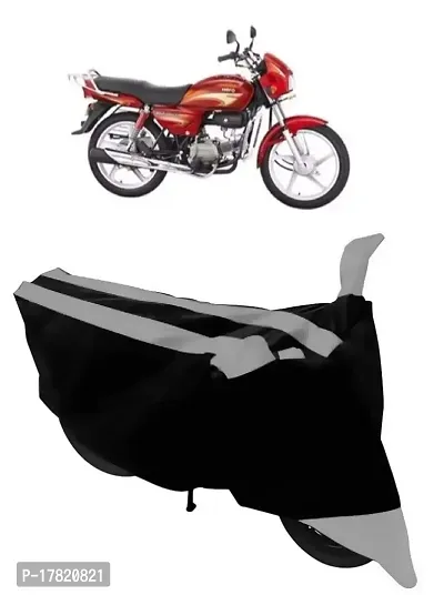 GUBBINS Semi Waterproof Motorcycle Cover Compatible with Hero Splendor All Weather Dustproof Cover (Grey)-thumb0