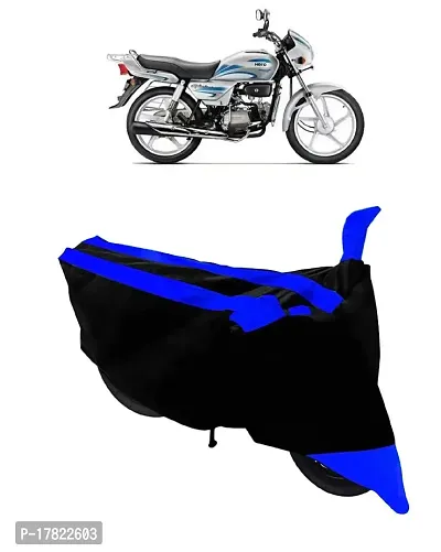 GUBBINS Semi Waterproof Motorcycle Cover Compatible with Hero Splendor Plus All Weather Dustproof Cover (Blue)-thumb0