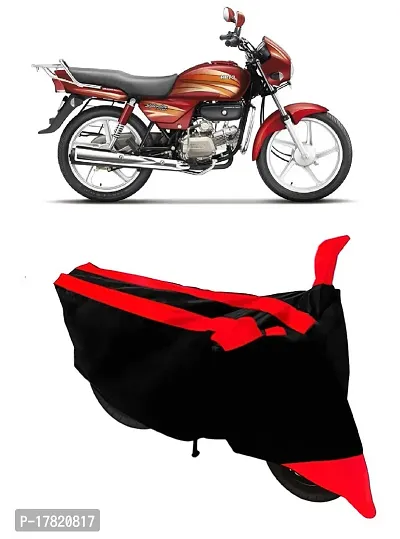 GUBBINS Semi Waterproof Motorcycle Cover Compatible with Hero Splendor Pro All Weather Dustproof Cover (Red)-thumb0