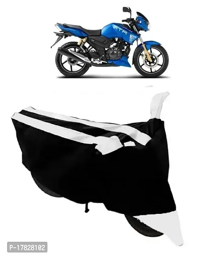 GUBBINS Semi Waterproof Motorcycle Cover Compatible with TVS Apache All Weather Dustproof Cover (White)