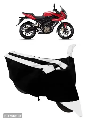 GUBBINS Semi Waterproof Motorcycle Cover Compatible with Bajaj Pulsar AS 150 All Weather Dustproof Cover (White)