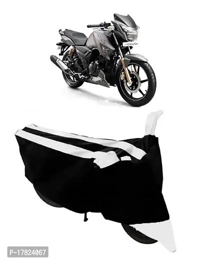 GUBBINS Semi Waterproof Motorcycle Cover Compatible with TVS Apache RTR 180 All Weather Dustproof Cover (White)-thumb0