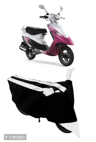 GUBBINS Semi Waterproof Motorcycle Cover Compatible with TVS Scooty Pep+ All Weather Dustproof Cover (White)-thumb0