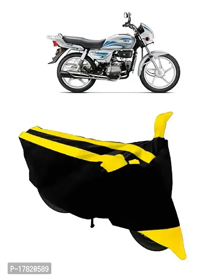 GUBBINS Semi Waterproof Motorcycle Cover Compatible with Hero Splendor Plus All Weather Dustproof Cover (Yellow)-thumb0