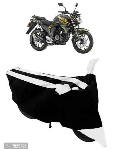 GUBBINS Semi Waterproof Motorcycle Cover Compatible with Yamaha FZ-S All Weather Dustproof Cover (White)