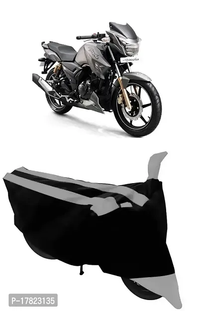 GUBBINS Semi Waterproof Motorcycle Cover Compatible with TVS Apache RTR 180 All Weather Dustproof Cover (Grey)