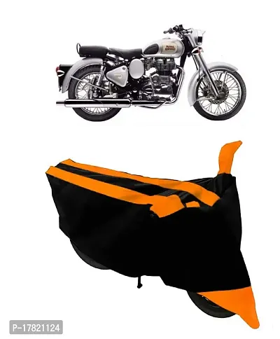 GUBBINS Semi Waterproof Motorcycle Cover Compatible with Royal Enfield Classic 350 All Weather Dustproof Cover (Orange)