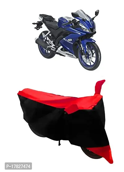 GUBBINS Two Wheeler Bike Cover - Dustproof and UV Resistant Bike Cover Compatible with Yamaha R15 V3 Water Resistant Cover - Easy Installation (Red Stripe)