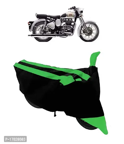 GUBBINS Semi Waterproof Motorcycle Cover Compatible with Royal Enfield Classic 350 All Weather Dustproof Cover (Green)