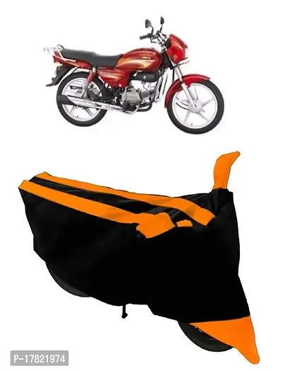 GUBBINS Semi Waterproof Motorcycle Cover Compatible with Hero Splendor All Weather Dustproof Cover (Orange)