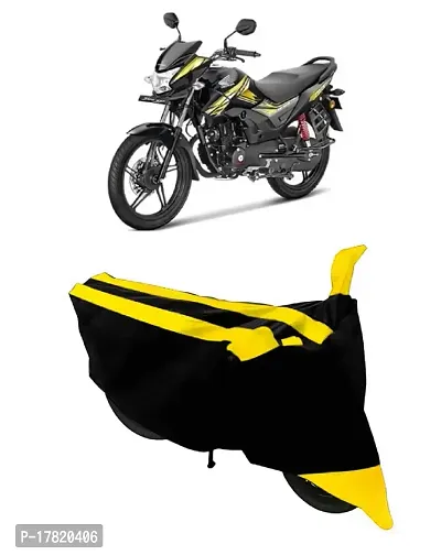 GUBBINS Semi Waterproof Motorcycle Cover Compatible with Honda CB Shine All Weather Dustproof Cover (Yellow)-thumb0