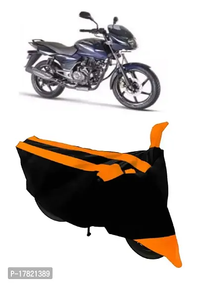 GUBBINS Semi Waterproof Motorcycle Cover Compatible with Bajaj Pulsar 150 All Weather Dustproof Cover (Orange)