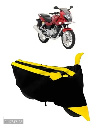 GUBBINS Semi Waterproof Motorcycle Cover Compatible with Bajaj Pulsar 220 DTS-i All Weather Dustproof Cover (Yellow)-thumb0