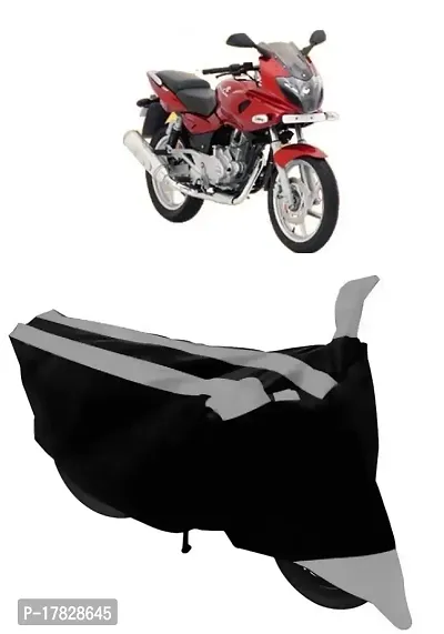 GUBBINS Semi Waterproof Motorcycle Cover Compatible with Bajaj Pulsar 220 DTS-i All Weather Dustproof Cover (Grey)