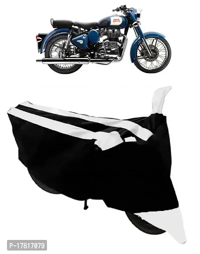 GUBBINS Semi Waterproof Motorcycle Cover Compatible with Royal Enfield Bullet 350 All Weather Dustproof Cover (White)-thumb0