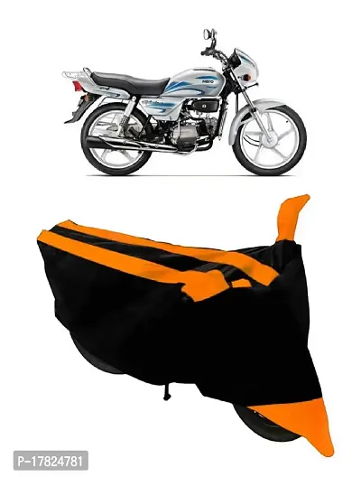 GUBBINS Semi Waterproof Motorcycle Cover Compatible with Hero Splendor Plus All Weather Dustproof Cover (Orange)