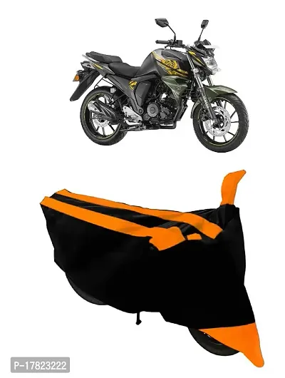 GUBBINS Semi Waterproof Motorcycle Cover Compatible with Yamaha FZ-S All Weather Dustproof Cover (Orange)