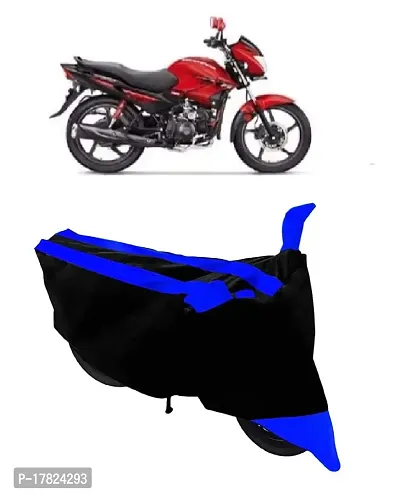 GUBBINS Semi Waterproof Motorcycle Cover Compatible with Hero Glamour FI All Weather Dustproof Cover (Blue)-thumb0