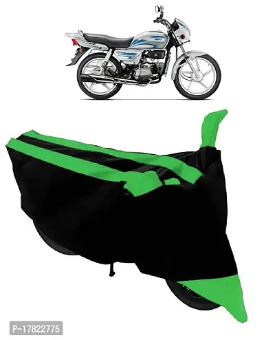 GUBBINS Semi Waterproof Motorcycle Cover Compatible with Hero Splendor Plus All Weather Dustproof Cover (Green)