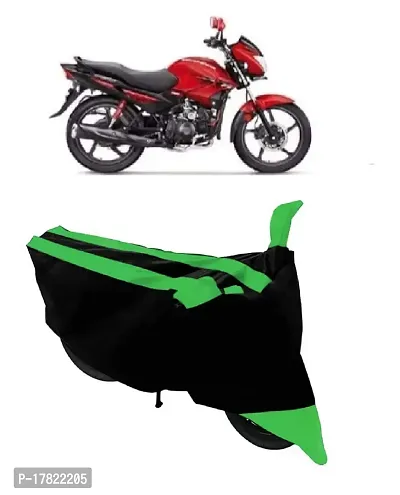 GUBBINS Semi Waterproof Motorcycle Cover Compatible with Hero Glamour FI All Weather Dustproof Cover (Green)-thumb0