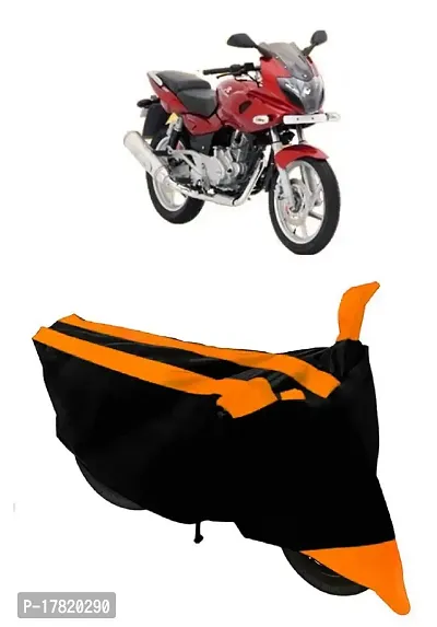 GUBBINS Semi Waterproof Motorcycle Cover Compatible with Bajaj Pulsar 220 DTS-i All Weather Dustproof Cover (Orange)