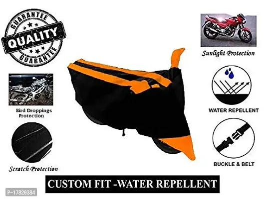 GUBBINS Semi Waterproof Motorcycle Cover Compatible with TVS Apache RTR 180 All Weather Dustproof Cover (Orange)-thumb4