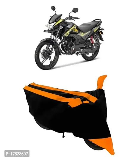 GUBBINS Semi Waterproof Motorcycle Cover Compatible with Honda CB Shine All Weather Dustproof Cover (Orange)