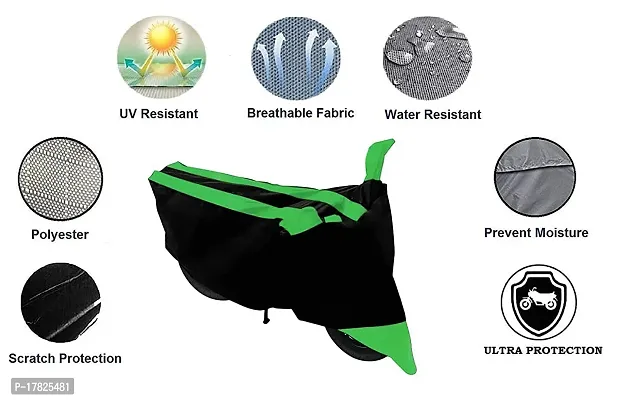 GUBBINS Semi Waterproof Motorcycle Cover Compatible with Royal Enfield Bullet 350 All Weather Dustproof Cover (Green)-thumb2