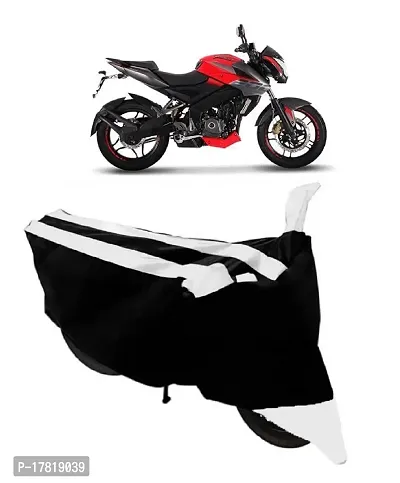 GUBBINS Semi Waterproof Motorcycle Cover Compatible with Bajaj Pulsar 200 NS DTS-i All Weather Dustproof Cover (White)