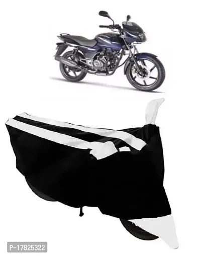 GUBBINS Semi Waterproof Motorcycle Cover Compatible with Bajaj Pulsar 150 All Weather Dustproof Cover (White)