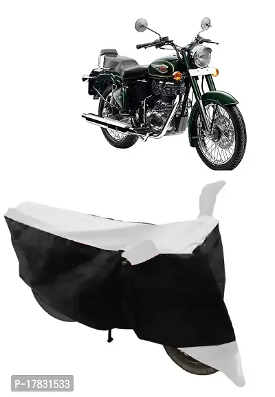 GUBBINS Two Wheeler Bike Cover Compatible with Royal Enfield Bullet 500 Water Resistant UV Protection Cover (White)