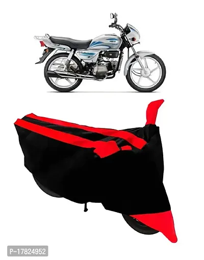 GUBBINS Semi Waterproof Motorcycle Cover Compatible with Hero Splendor Plus All Weather Dustproof Cover (Red)-thumb0