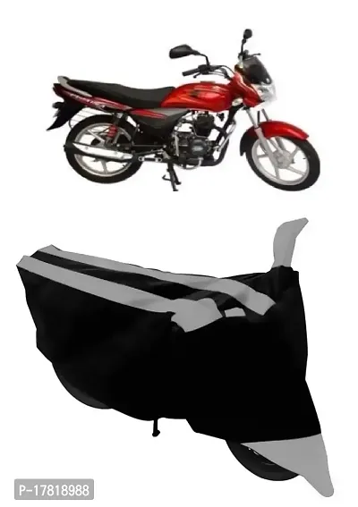 GUBBINS Semi Waterproof Motorcycle Cover Compatible with Bajaj Platina All Weather Dustproof Cover (Grey)-thumb0