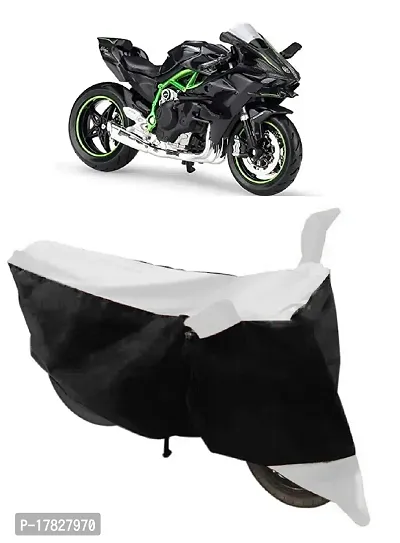 GUBBINS Two Wheeler Bike Cover Compatible with Kawasaki Ninja Water Resistant UV Protection Cover (White)