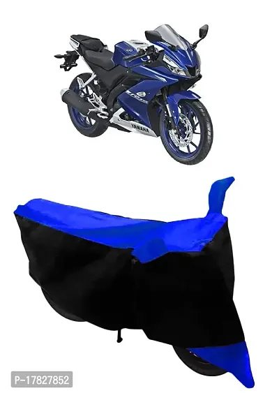 GUBBINS Two Wheeler Bike Cover - Dustproof and UV Resistant Bike Cover Compatible with Yamaha R15 V3 Water Resistant Cover - Easy Installation (Blue Stripe)