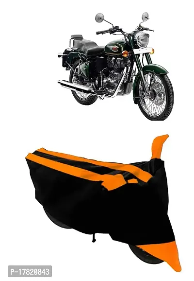 GUBBINS Semi Waterproof Motorcycle Cover Compatible with Royal Enfield Bullet 500 All Weather Dustproof Cover (Orange)