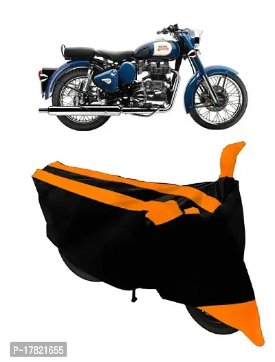 GUBBINS Semi Waterproof Motorcycle Cover Compatible with Royal Enfield Bullet 350 All Weather Dustproof Cover (Orange)