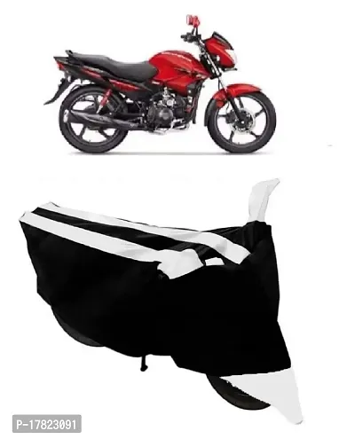 GUBBINS Semi Waterproof Motorcycle Cover Compatible with Hero Glamour FI All Weather Dustproof Cover (White)