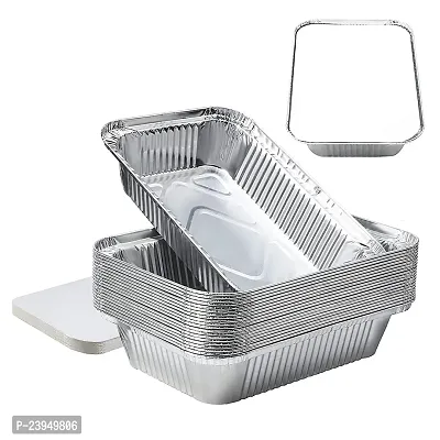 Food Storage Disposable Aluminium Foil Containers with Lid For Takeaway Fast Food Packaging-50, 450 ml-thumb0