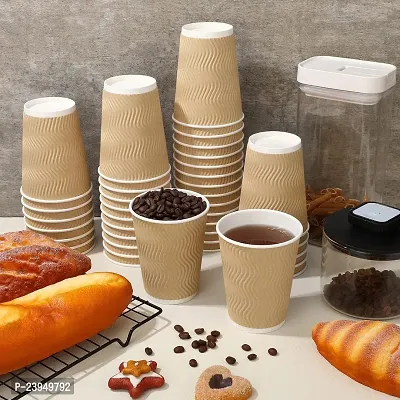 Ripple Paper Non Slip Cups with Leak Proof And Three Corrugated Layer Ideal for Hot, Cold Hot Coffee Drinks for Party-100 Color May Vary