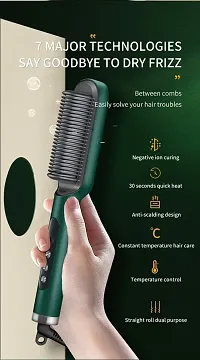 Ucancart Professional Stylish Hair Straightener Tourmaline Ceramic Hair Curler Trending Brush Comb Green-thumb3